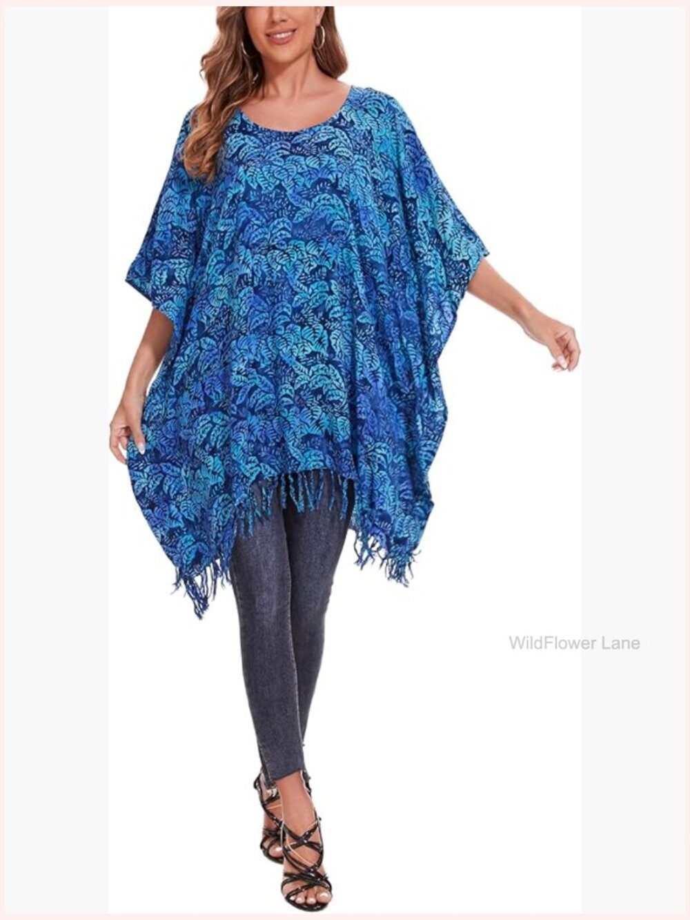 Batik Kaftan Tunic Top Plus Size Loose Fit Handcrafted Block Print Rayon